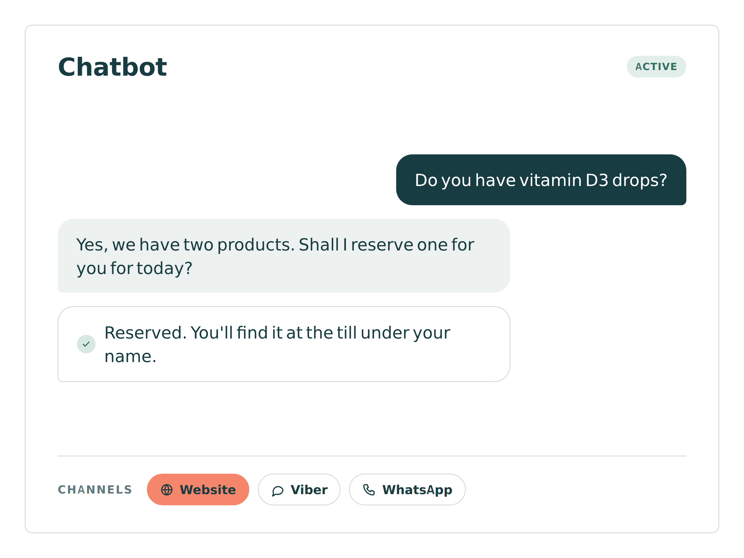 Pharmacy chatbot on the website, Viber and WhatsApp