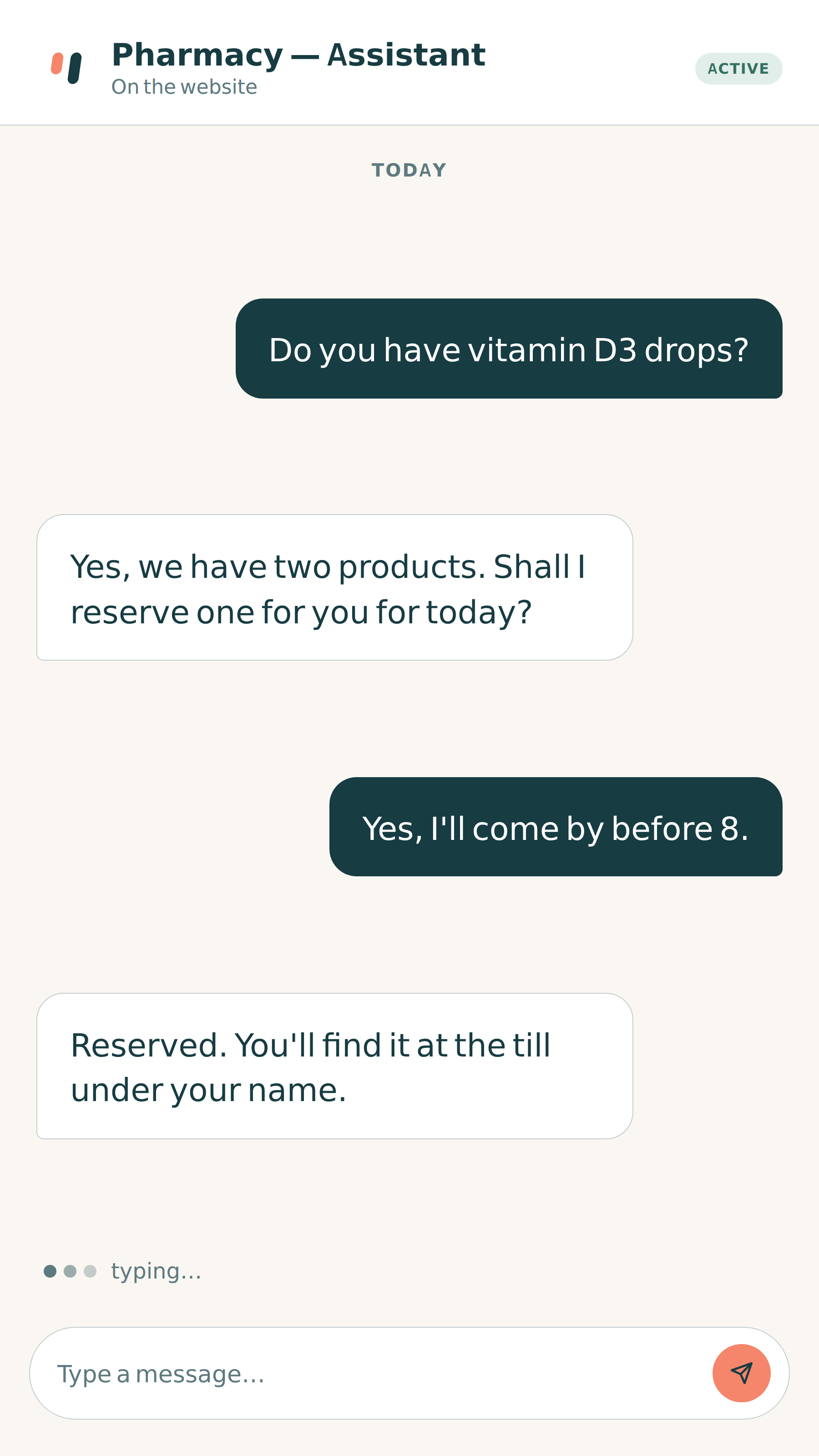 Chatbot conversation on a website