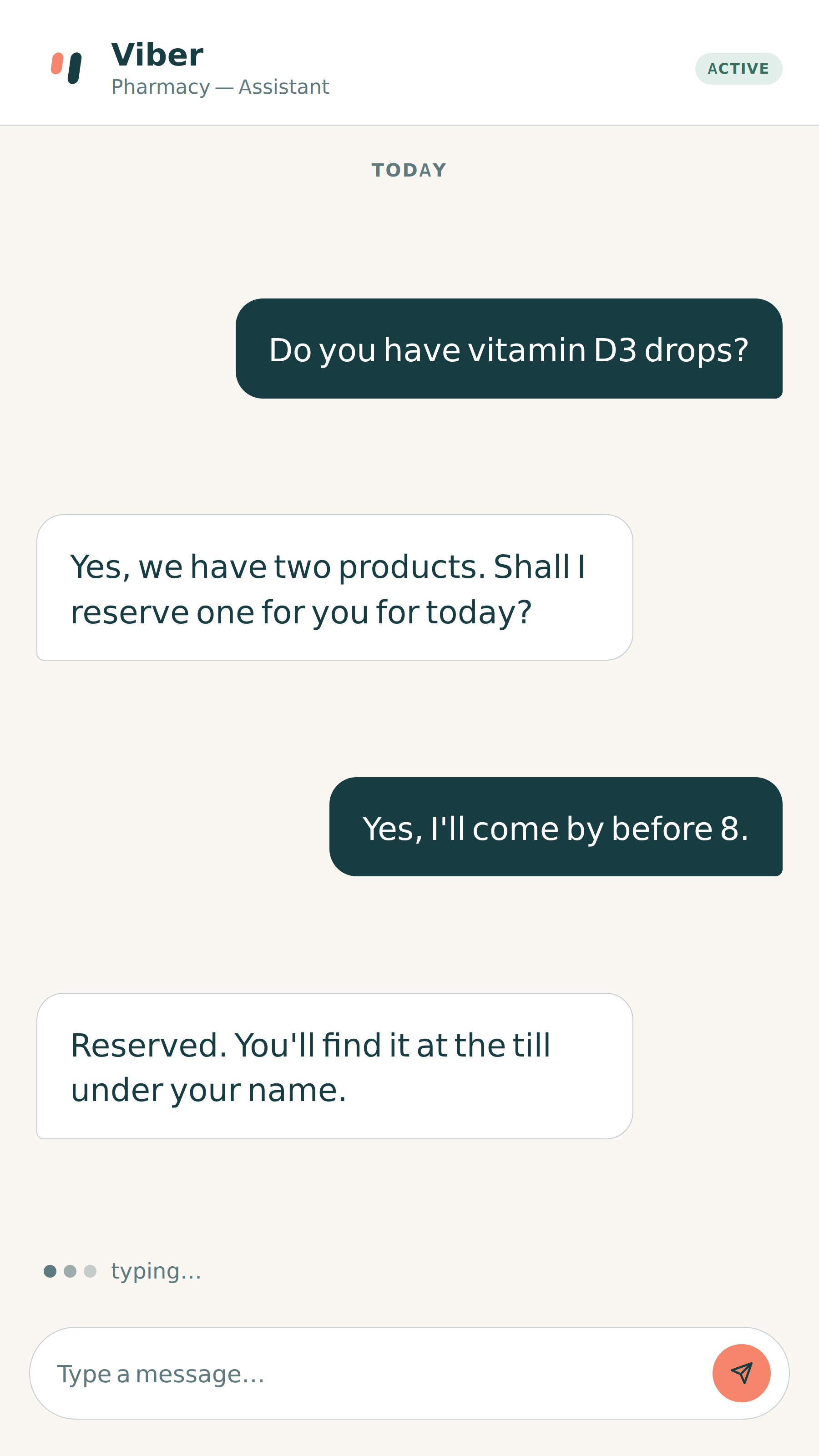 Chatbot conversation on Viber