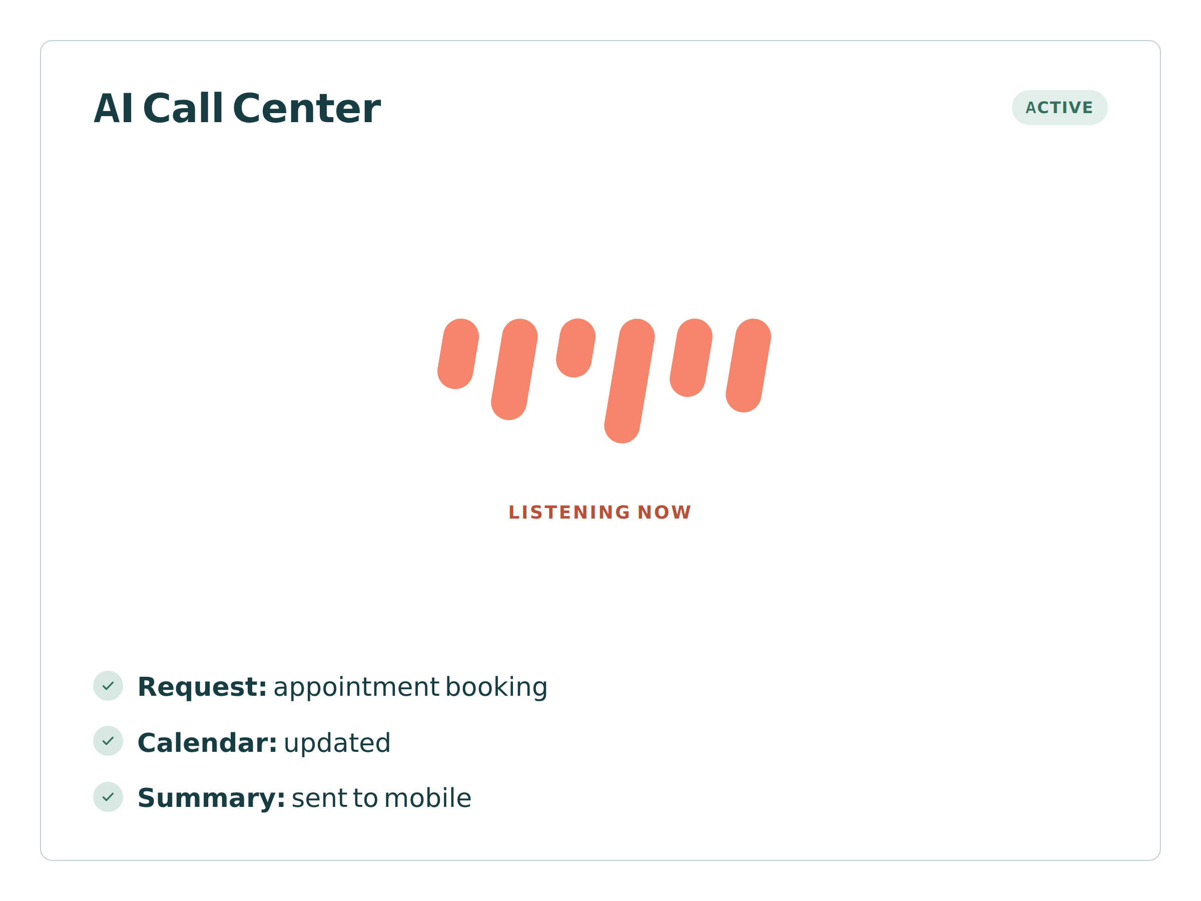 AI Call Center — “Listening now” card