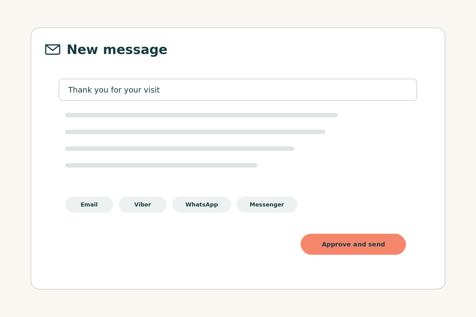 New message awaiting approval before sending